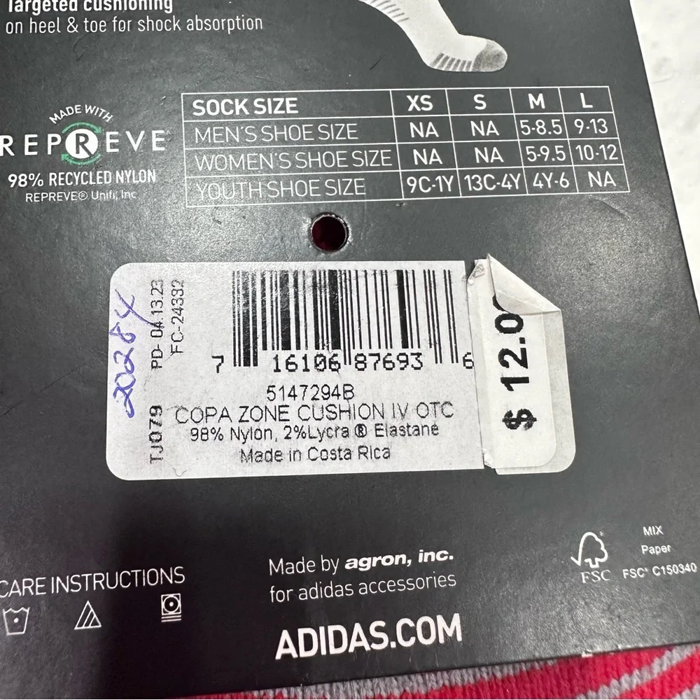 Adidas Red and White Copa Zone Soccer Socks